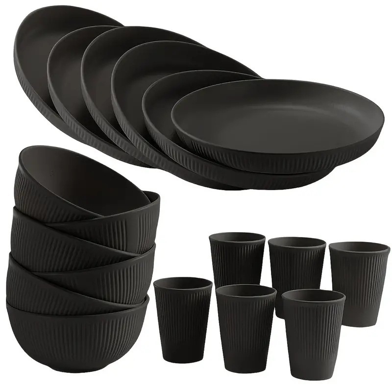 18 ‑ Buah Set Alat Makan Jerami Gandum