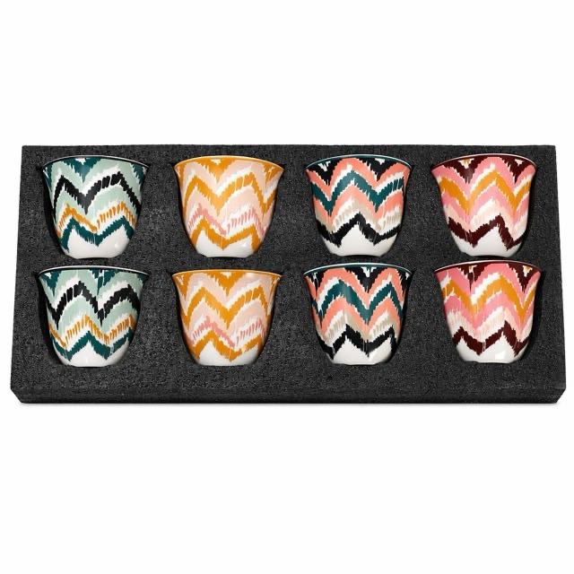 Cangkir Teh Keramik Gelombang Boho 8 Buah Set Kado untuk Teh Espresso