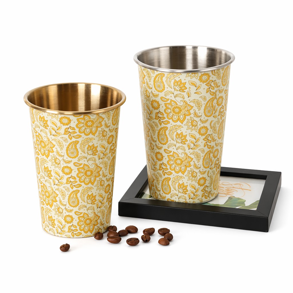 Cangkir Tumbler Baja Tahan Karat Boho Paisley