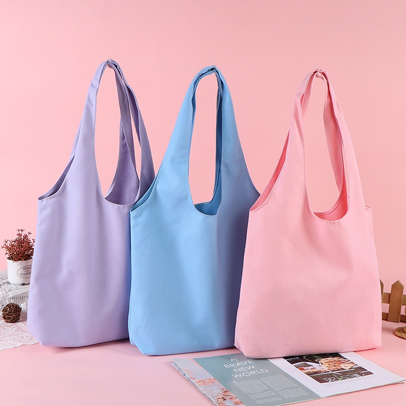Tas Tote Kanvas Bahu Kustom Berwarna-warni