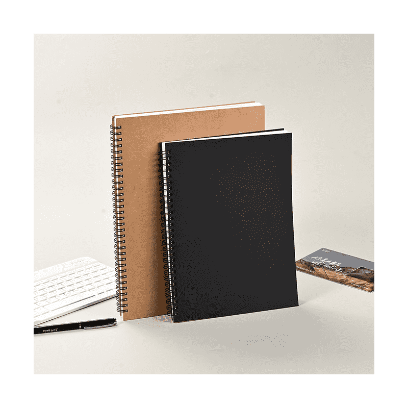 Notebook Spiral Coil Sampul Hitam Kraft Kustom