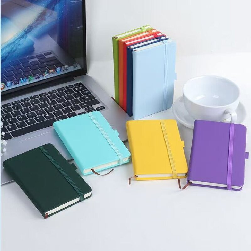 Logo Kustom Notebook Bisnis Pita Elastis Kulit PU A5