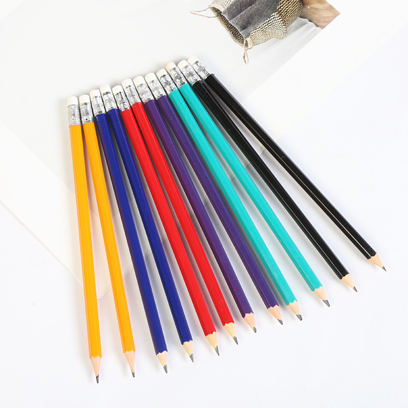 Pensil HB Kayu Cetak Custom dengan Penghapus Karet