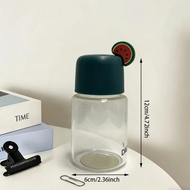 Botol Air Kaca Mini dengan Pegangan Semangka Silikon Tab Tarik