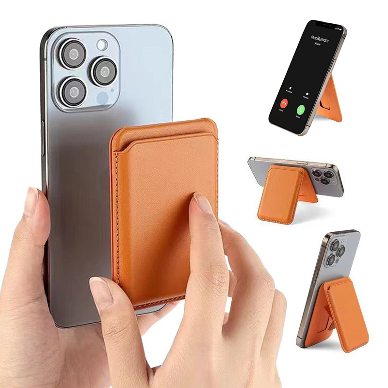 Dompet Kartu Magnetik MagSafe Kulit PU dengan Kickstand