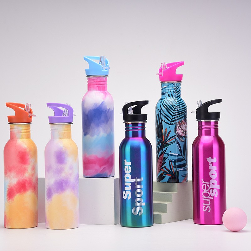 Botol Air Olahraga Stainless Steel Dengan Tutup Jerami