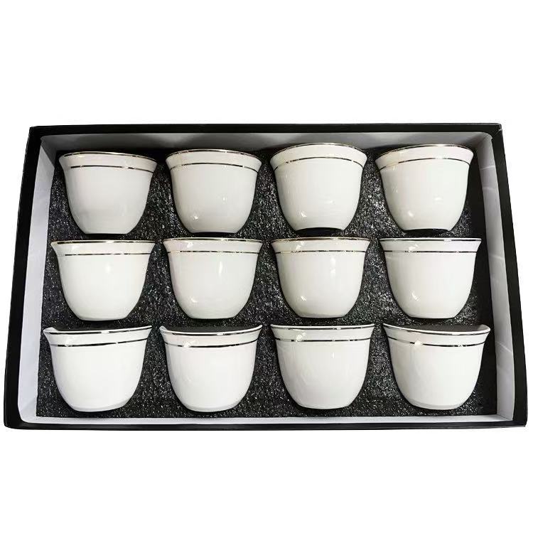 Cangkir Teh Porselen Pelek Emas Putih Untuk Upacara Minum Teh Cina